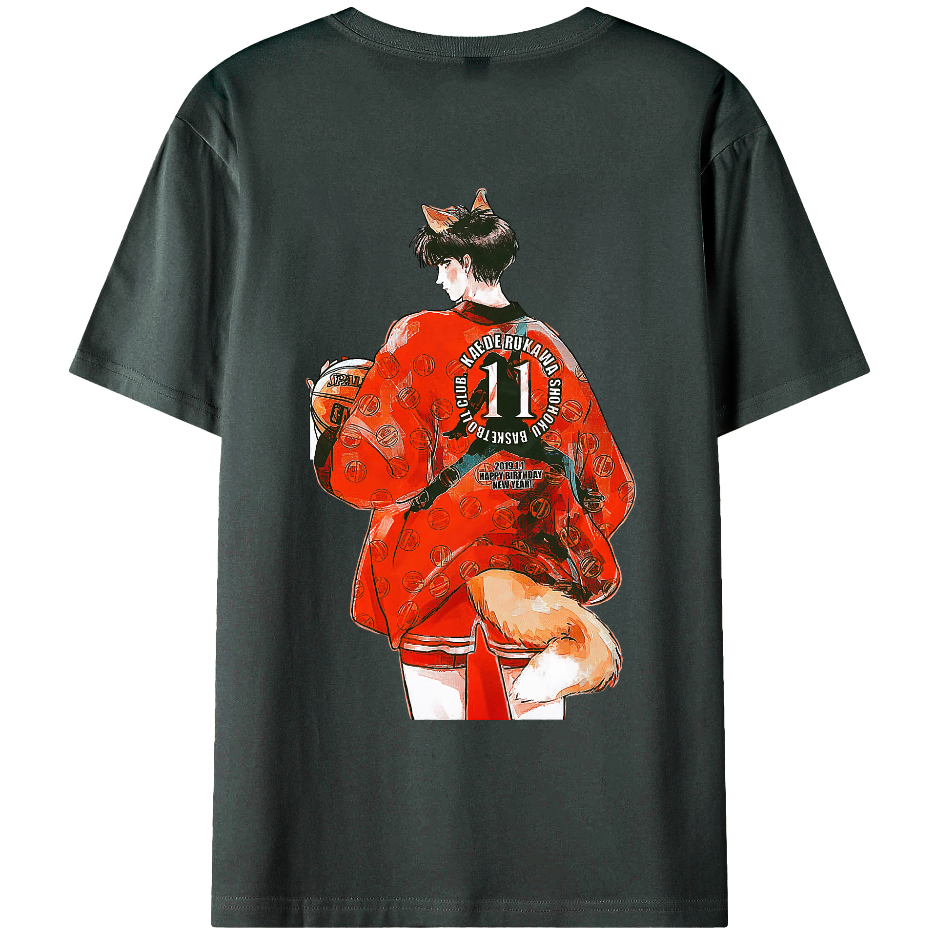 （画像用） SLAM DUNK／スラムダンク 綿100％ メンズ半袖Tシャツ（バックプリント） 通気性